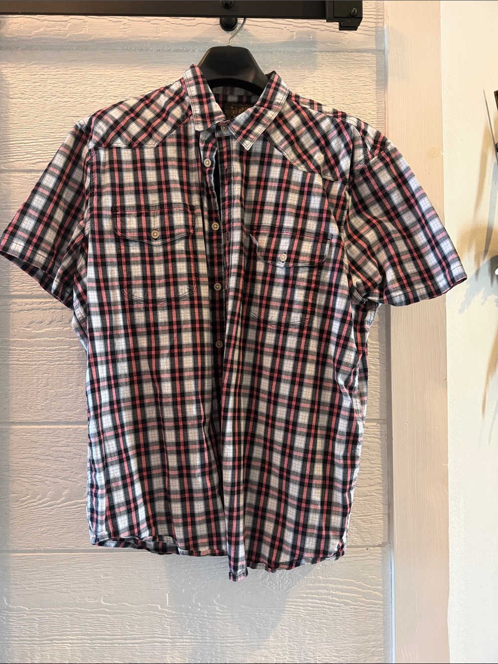 Lucky Brand Short-Sleeve Plaid Button-Down Shirt - White, Black & Pink
